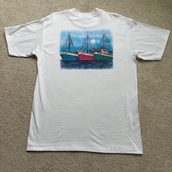 NWT Vintage Chaps Ralph Lauren L t-shirt Fishing boats - Picture 1 of 13